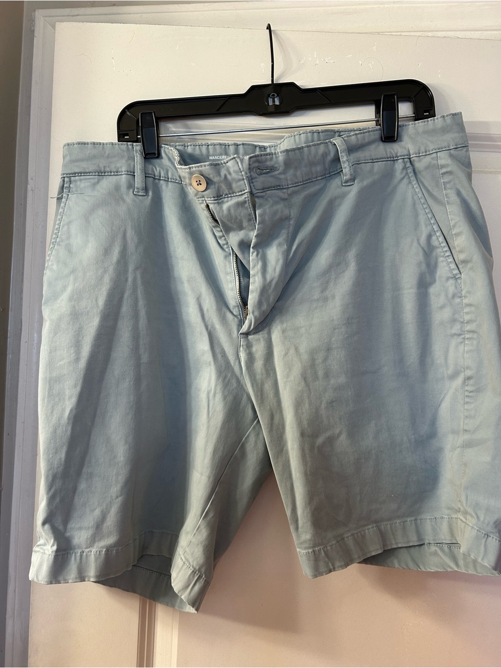 AG Adriano Goldschmied Light Blue Cotton Flat-Front Men’s Shorts